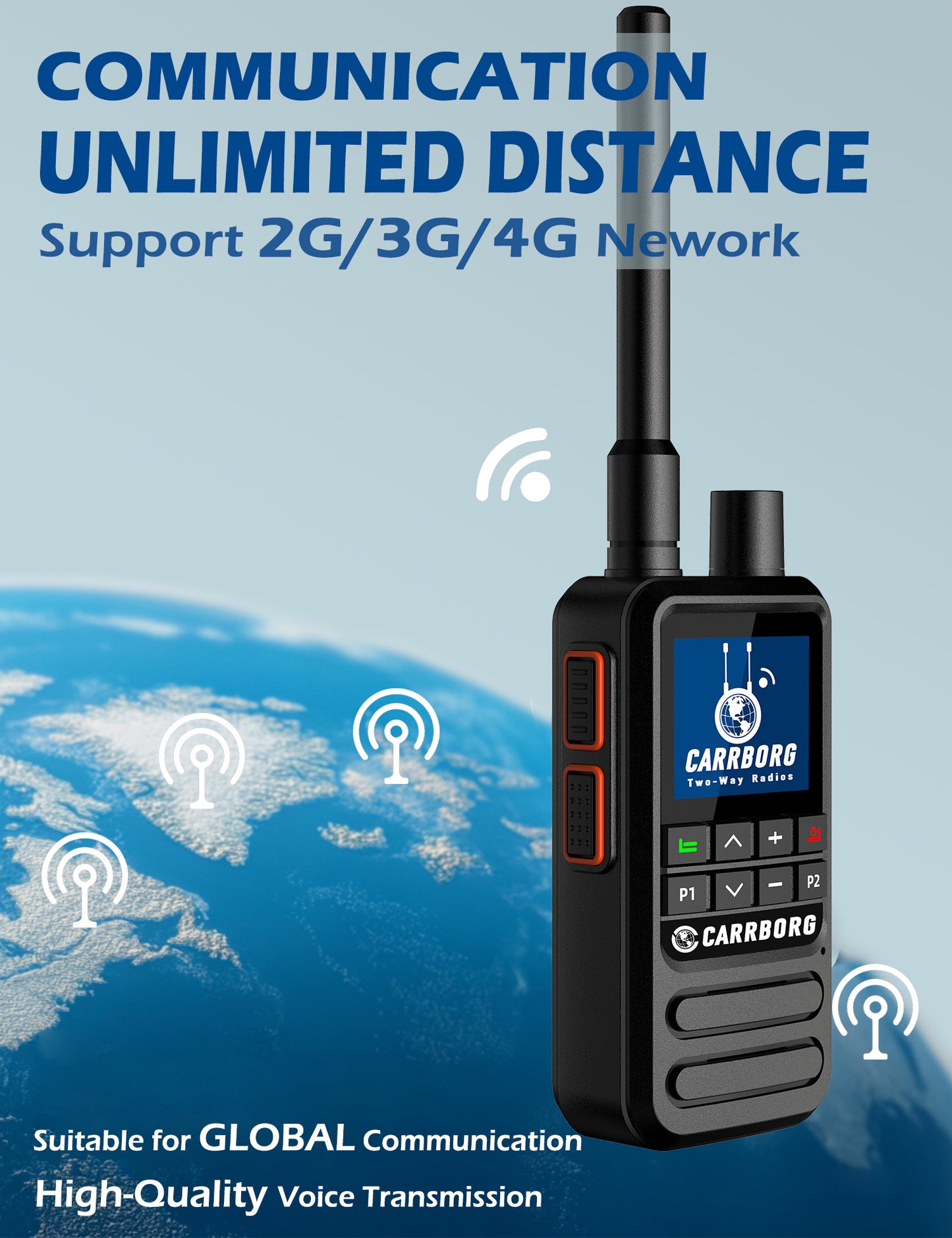 Walkie-talkie CARRBORG N9500 4G con alcance ilimitado a nivel nacional