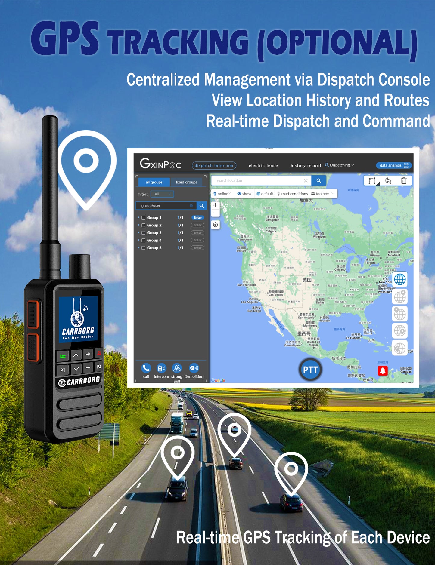 Walkie-talkie CARRBORG N9500 4G con alcance ilimitado a nivel nacional