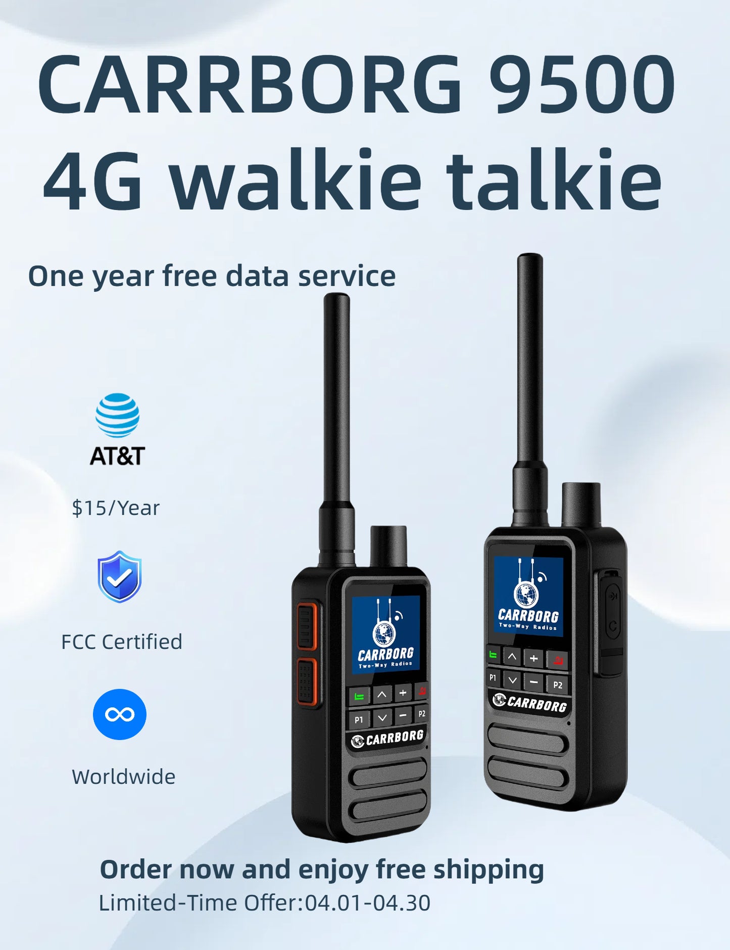 Walkie-talkie CARRBORG N9500 4G con alcance ilimitado a nivel nacional