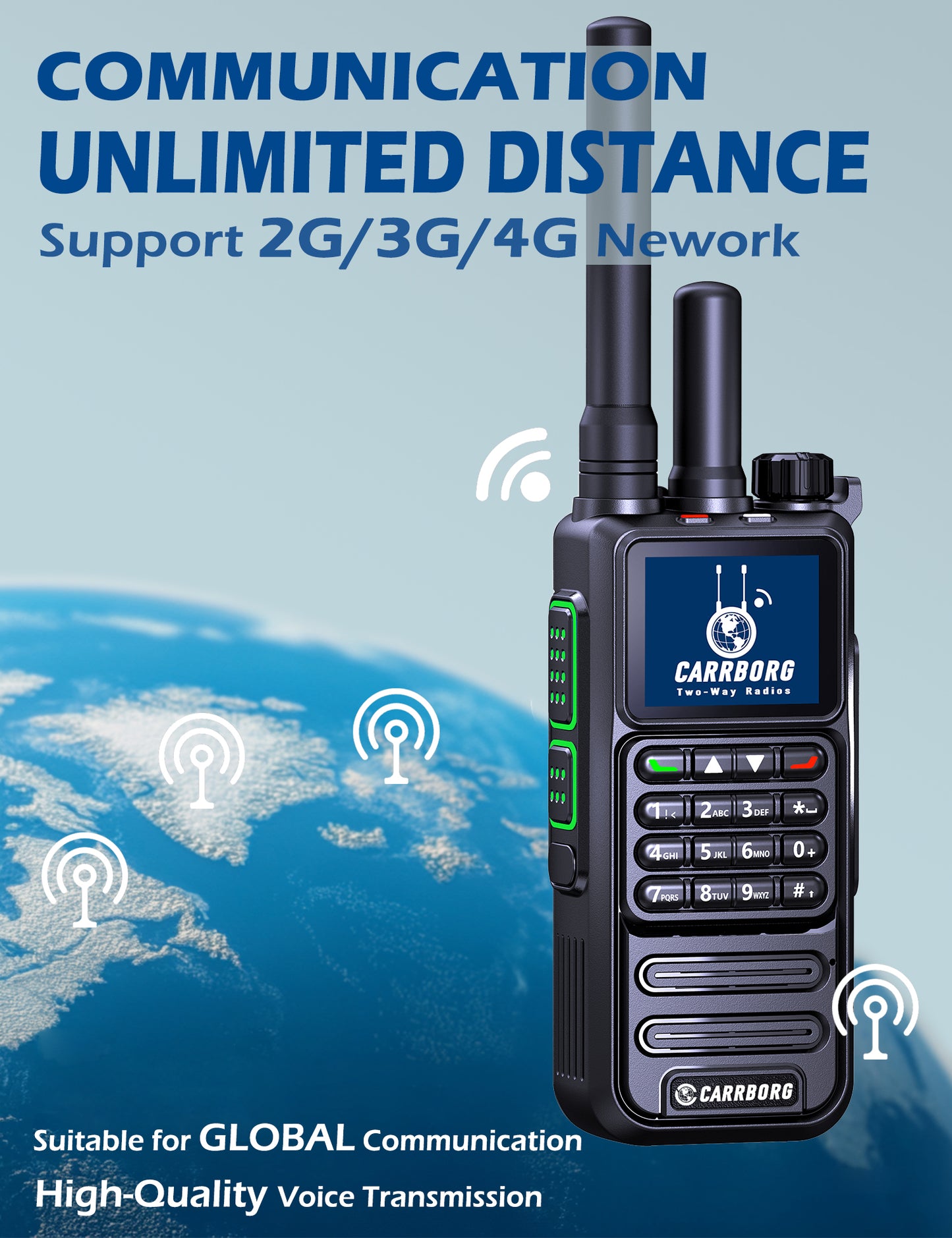 CARRBORG S959 4G Long Range Walkie Talkie | Dual Mode PTT Two-Way Radio | Nationwide & Global Coverage with SIM Card
