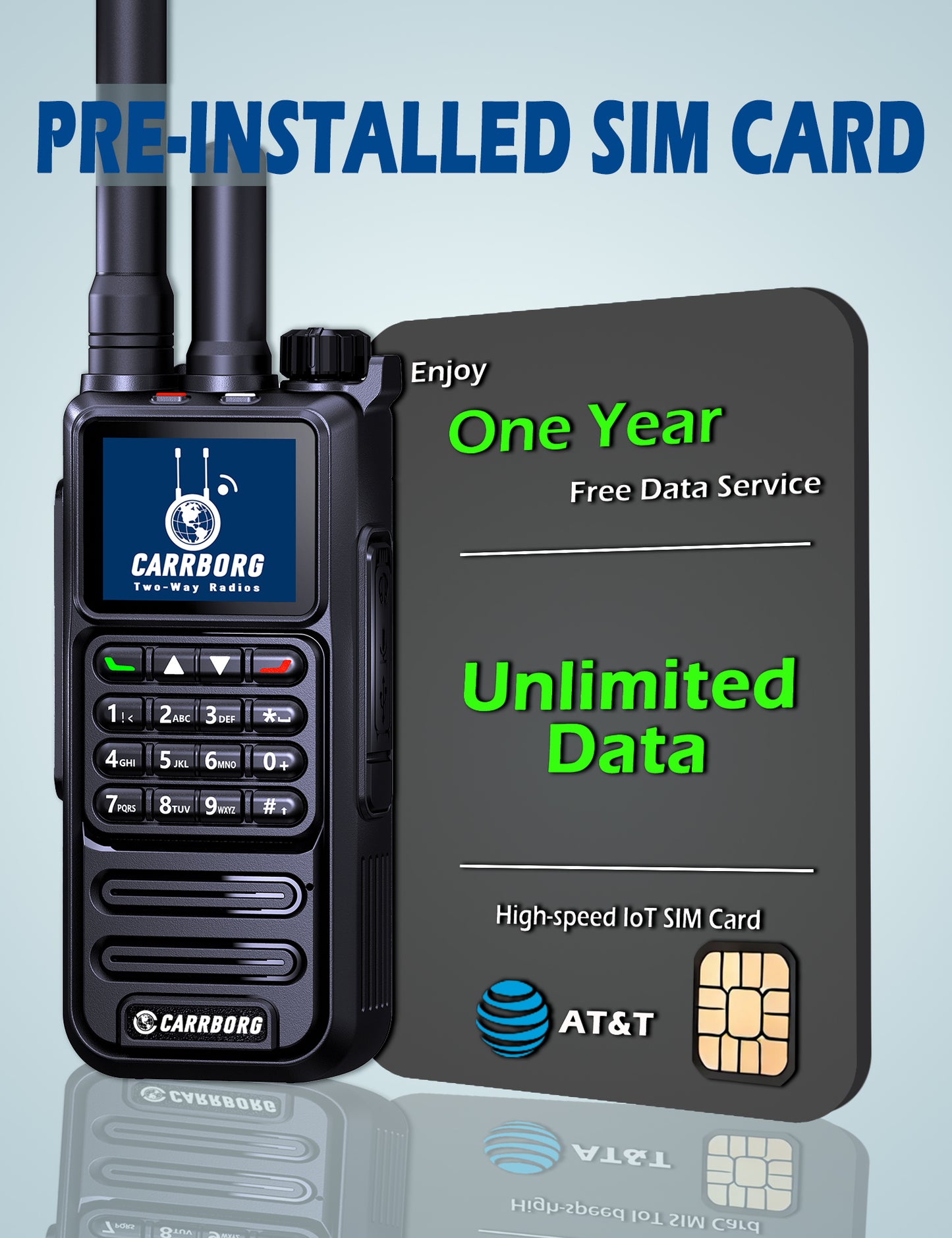 CARRBORG S959 4G Long Range Walkie Talkie | Dual Mode PTT Two-Way Radio | Nationwide & Global Coverage with SIM Card