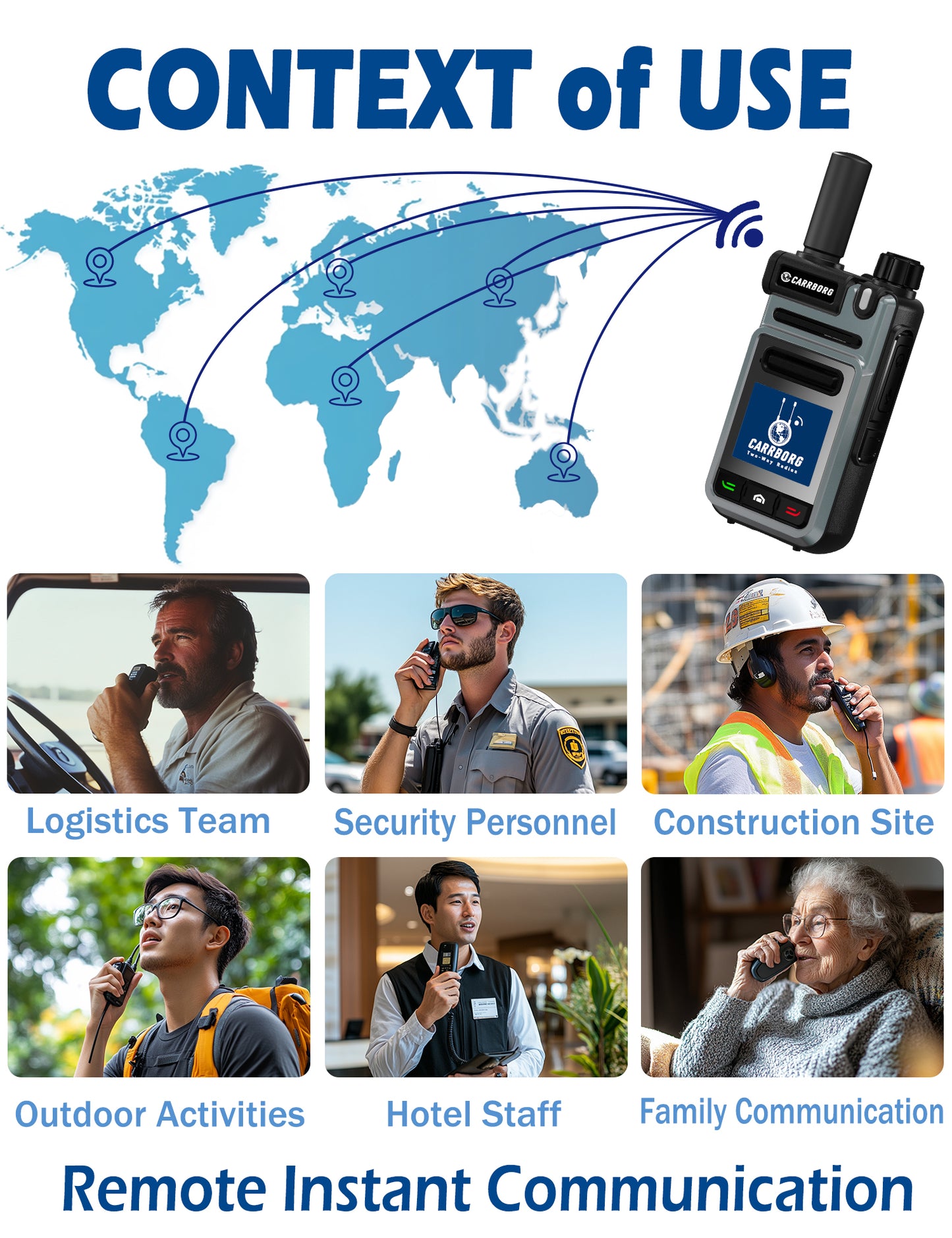 Walkie-talkie CARRBORG V1 4G de alcance ilimitado a nivel nacional