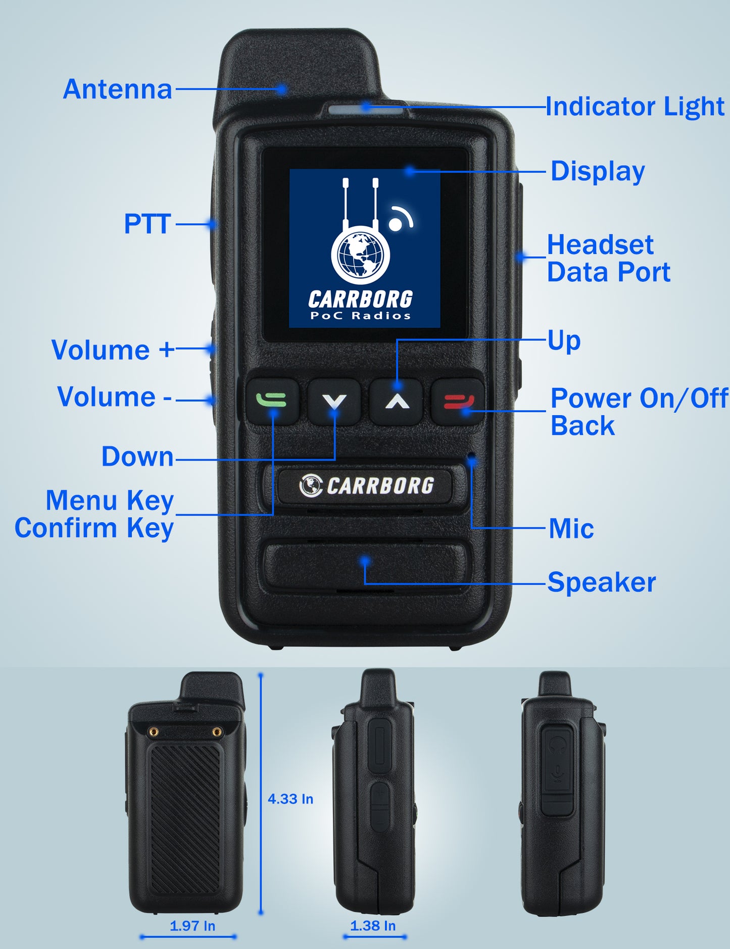 CARRBORG X13 4G Long Range Walkie Talkie | PTT Two-Way Radio | Nationwide & Global Coverage with SIM Card