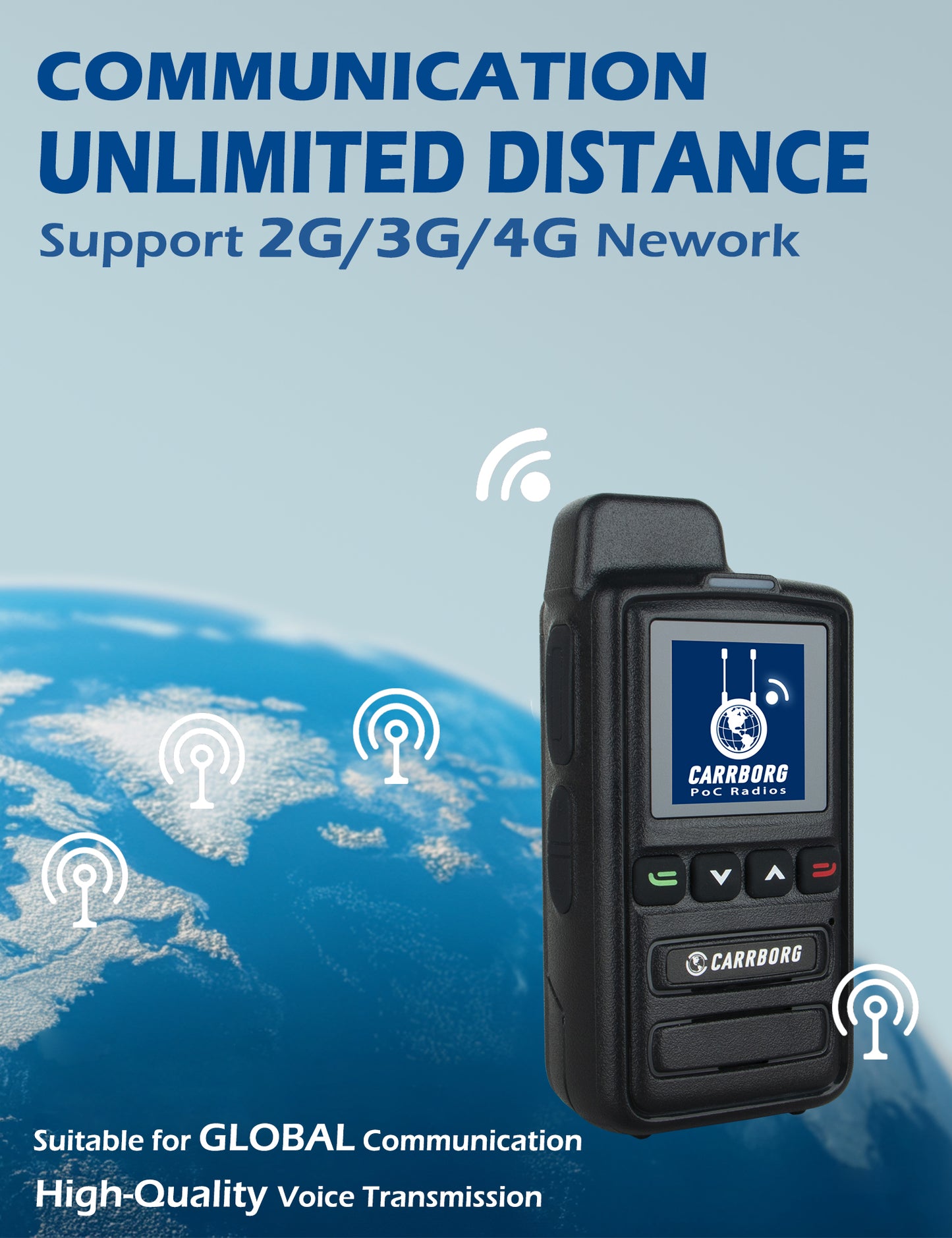 CARRBORG X13 4G Long Range Walkie Talkie | PTT Two-Way Radio | Nationwide & Global Coverage with SIM Card
