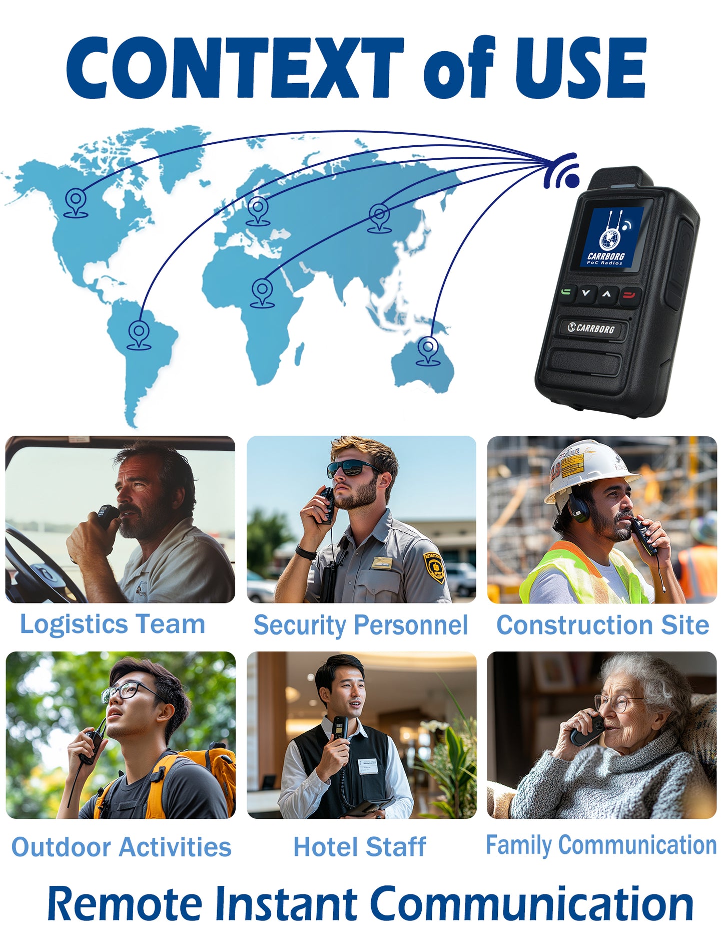 CARRBORG X13 4G Long Range Walkie Talkie | PTT Two-Way Radio | Nationwide & Global Coverage with SIM Card