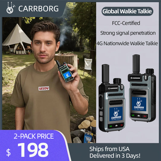 Carrborg V1 walkie talkie group function demonstration