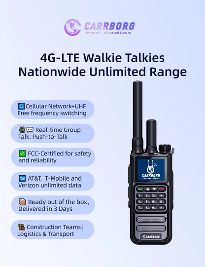 Walkie-talkie CARRBORG S959 4G | Radios de alcance ilimitado a nivel nacional