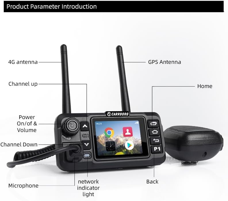 CARRBORG Lifetime Free Mobile PoC Radio Unlimited Range, Professional Fixed-Mount Push-to-Talk Over Cellular 4G LTE Walkie Talkies Long Range for in-Vehicle Nationwide PTT Communication