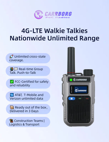 CARRBORG A63 4G Nationwide Unlimited Range Walkie Talkie
